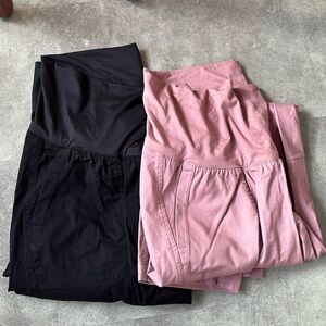 Like New Set of 2 Old Navy Maternity Rollover-Waist Utility Pants Size Large